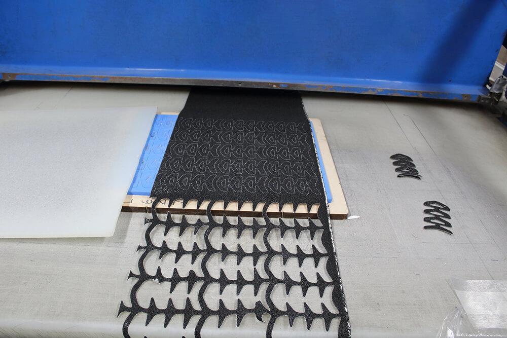 Die Cutting Machine Cutting Black Non Slip Tape into Custom Tape Shapes 2