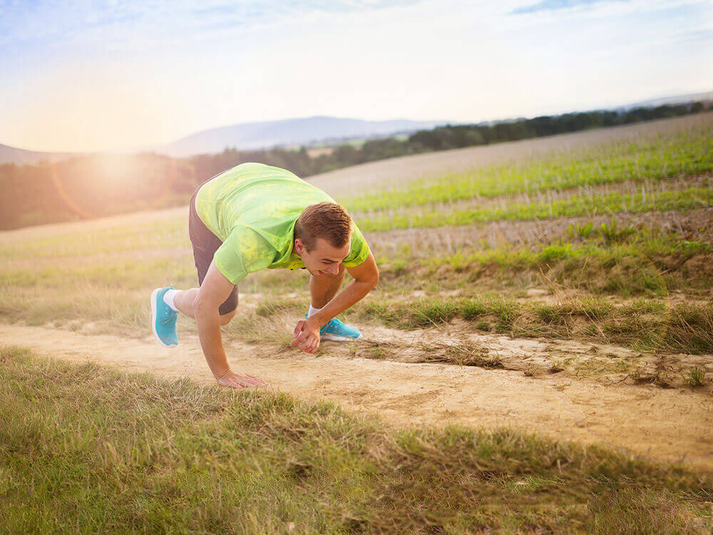 Still Risk of Slips in the Summer - Man Falling on Run in the Sun